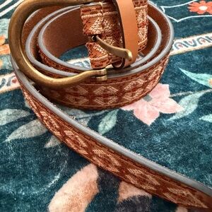Lucky Brand Tan Patterned Belt with Brass Buckle